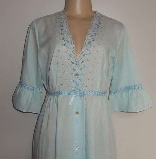 Long Pale Blue Vintage Nightdress by PRINCESS - Size Medium