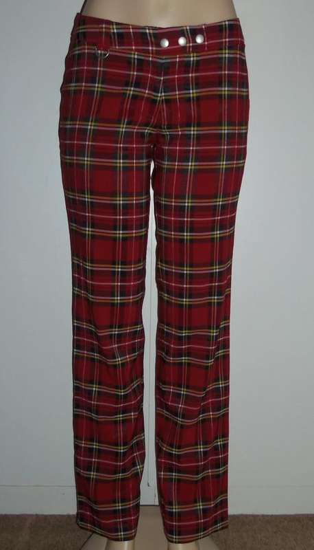 Red Tartan Pants by RT DENIM - Size 34
