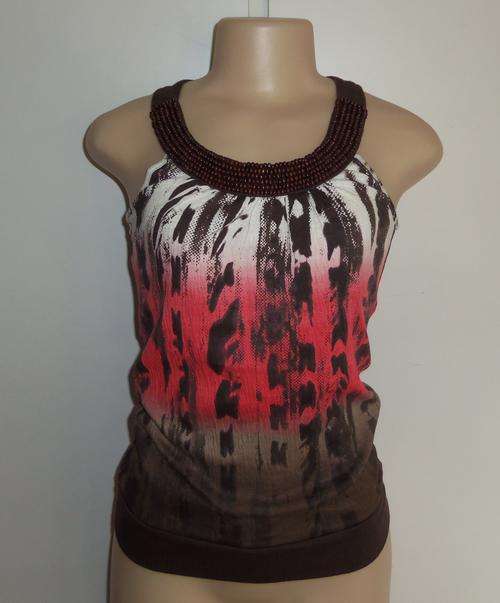 African Inspired Top in Brown and Dark Peach - Size Large ** BRAND NEW **