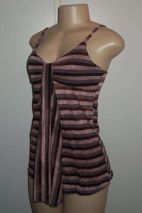 Dusty Pink and Brown Striped Top by TRUWORTHS - Size X-LARGE *** BRAND NEW ***