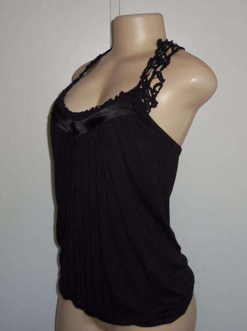 Black Top with Stunning Racer Back Detail by ROMEO & JULIETTE (Sold at YDE) - Size Small/Medium
