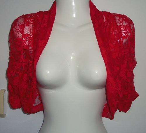 Red Lace Cropped Jacket / Shrug by COLOR STORY - Size SMALL (30/32) *** BRAND NEW ***