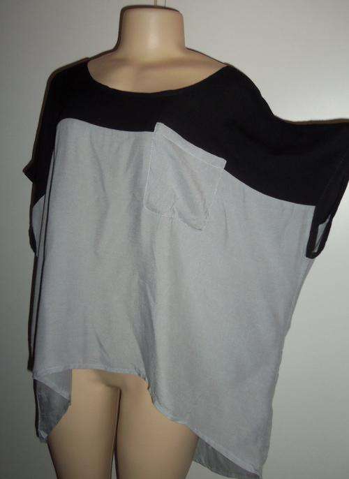 Stylish Grey & Black Top with Pocket and Longer Length Back by EVA - Size XL/XXL *** BRAND NEW ***