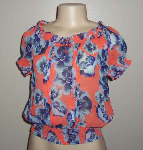 Beautiful Orange & Blue Floral Top by PAPAYA - Size 8 ** BRAND NEW **