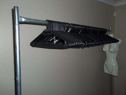 1.7m x 1.7m Galvanised Clothing Rail on Wheels + 79 Hangers + Hollow Female Torso Mannequin