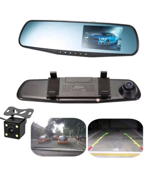 4.3'' 1080P Dual Lens Car Auto DVR Mirror Dash Cam Recorder+Rear View Camera Kit