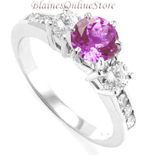 EXQUISITE 1.75CTW PURPLE SAPPHIRE ENGAGEMENT BRIDAL RING! BRILLIANT ROUND CUT!