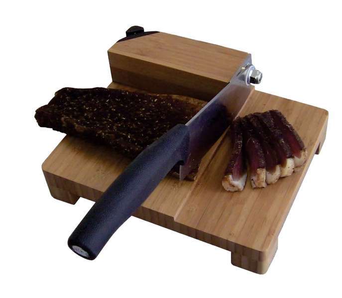 Tekut Biltong Cutter with built in knife sharpener - Bamboo Model