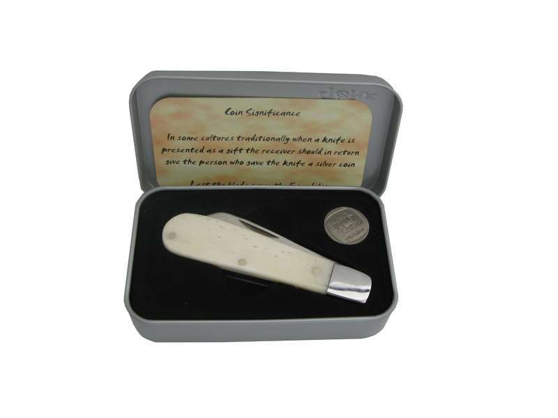 Tekut bone handle biltong knife - white handle