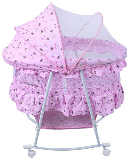 PINK BABY CRADLE/COT WITH MOSQUITO NET