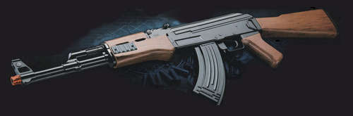 AK-47 AIRSOFT RIFLE WITH SPOTLIGHT AND INRARED RAY