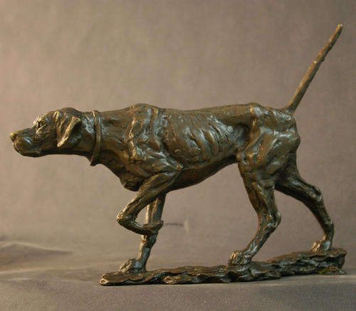 ANTIQUE 19th century BRONZE Pointer Dog