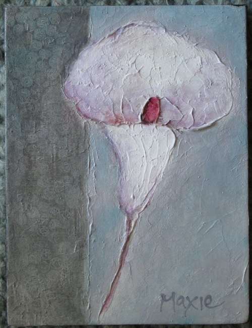 "ARUM LILY" by MAXIE LESSING - ACRYLIC ON CANVAS BOARD