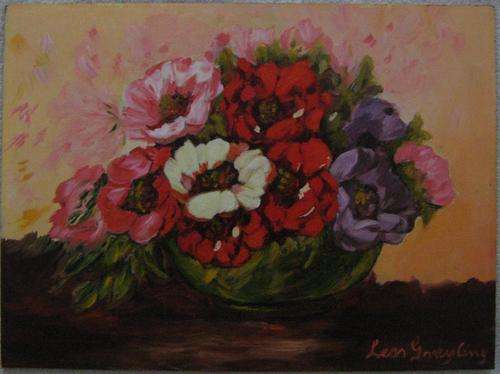 FLORAL by LEON GREYLING - OIL PAINTING ON BOARD