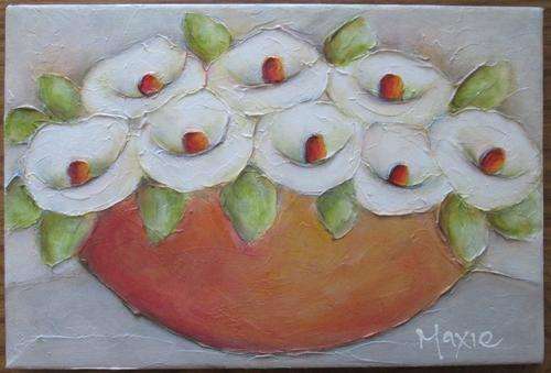 ARUMS IN ORANGE POT by MAXIE LESSING - ACRYLIC ON CANVAS STRETCH
