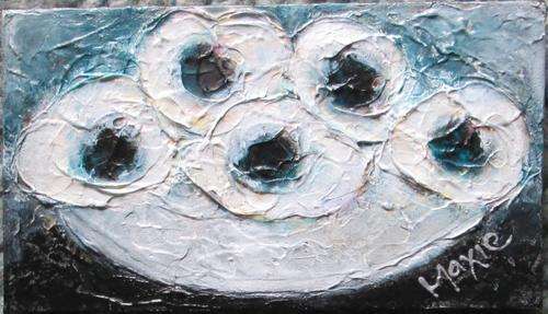 "POT OF WHITE FLOWERS" by MAXIE LESSING - TEXTURED ACRYLIC ON CANVAS BOARD