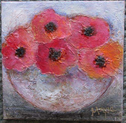 "SPRING FLOWERS" by MAXIE LESSING - ACRYLIC MIXED MEDIA ON CANVAS STRETCH