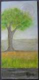 TREE AND MOON LANDSCAPE BY MAXIE LESSING - ACRYLIC ON CANVAS BOARD