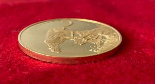 50th Anniversary Wildlife Medal 45mm Gilded Silver Cheetah