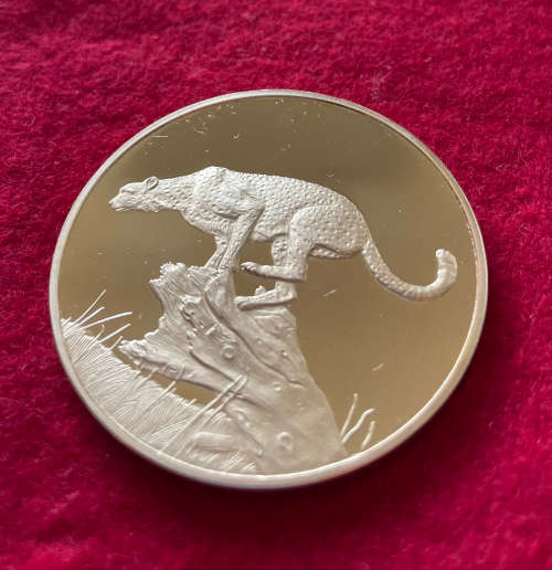 50th Anniversary Wildlife Medal 45mm Gilded Silver Cheetah