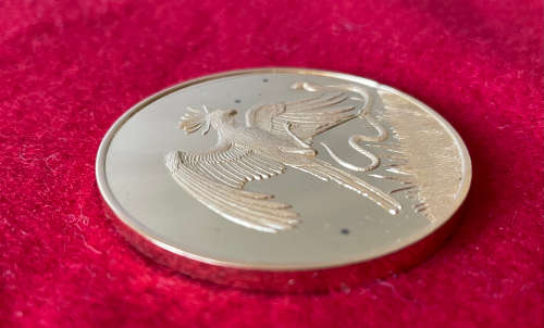 50th Anniversary Wildlife Medal 45mm Gilded Silver Secretary Bird
