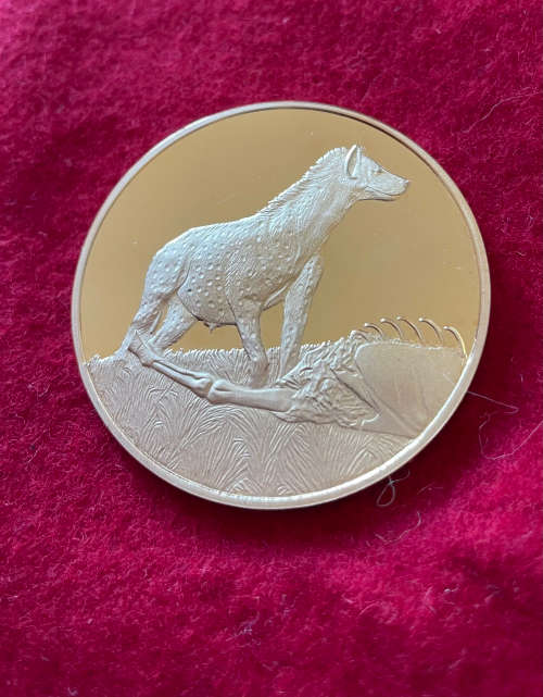 50th Anniversary Wildlife Medal 45mm Gilded Silver (Hyena)