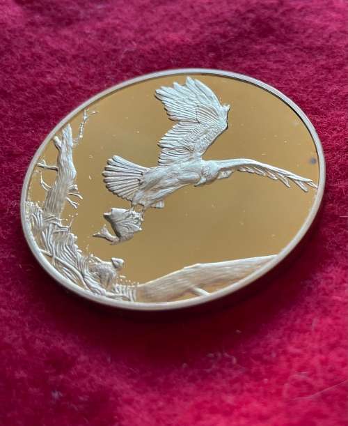 50th Anniversary Wildlife Medal 45mm Gilded Silver (Fish Eagle)