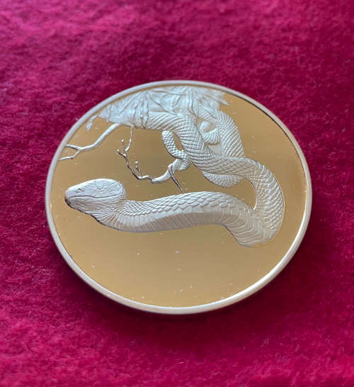 50th Anniversary Wildlife Medal 45mm Gilded Silver (Mamba)