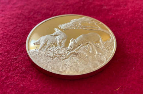 50th Anniversary Wildlife Medal 45mm Gilded Silver (Jackal)