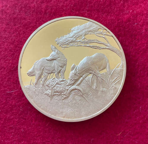 50th Anniversary Wildlife Medal 45mm Gilded Silver (Jackal)