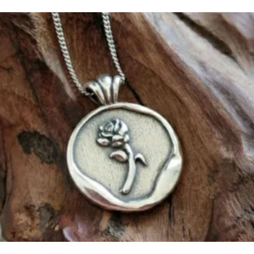 925 Silver Double Sided Rose Necklace