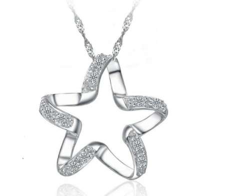925 Silver Five Pointed Star with Cubic Zirconia Necklace