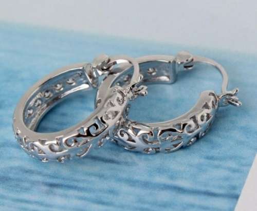 925 Silver Cubic Zirconia Hoop Earrings