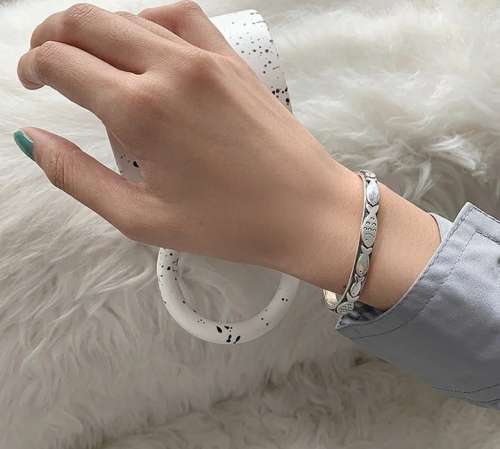 925 Silver Embossed Fish Bangle