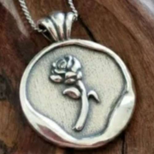 925 Silver Double Sided Rose Necklace