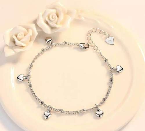 925 Sterling Silver Little Hearts Charm Bracelet