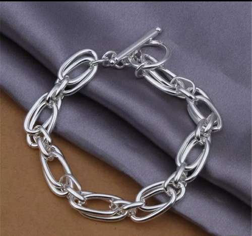 925 Silver DoubleThick Oval Link Bracelet