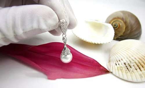 925 Silver Clear Crystal Pearl Earrings