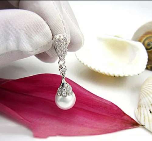 925 Silver Clear Crystal Pearl Earrings