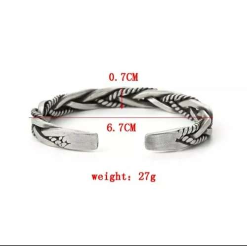 925 Silver Twisted Woven Open Cuff Bangle