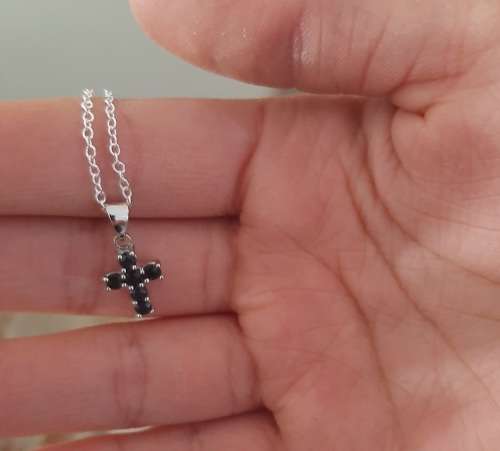 Sterling Silver Blue Sapphire Cross Necklace