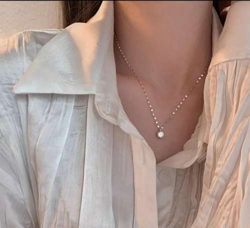 925 Silver Single Cubic Zirconia Necklace