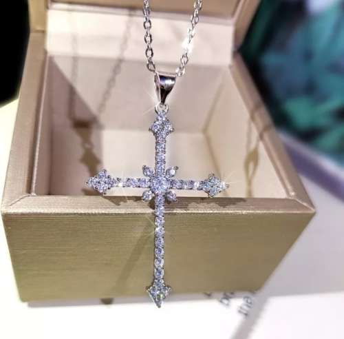925 Silver Cubic Zirconia Cross Necklace