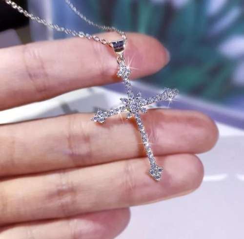 925 Silver Cubic Zirconia Cross Necklace