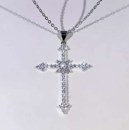 925 Silver Cubic Zirconia Cross Necklace