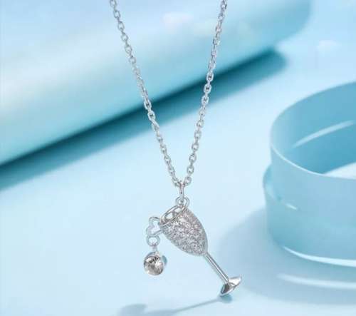 925 Silver Wine Glass Necklace