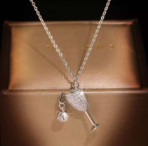 925 Silver Wine Glass Necklace