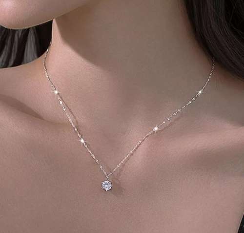 925 Silver Single Cubic Zirconia Necklace