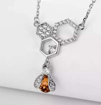 925 Silver Gold Bumble Bee Necklace