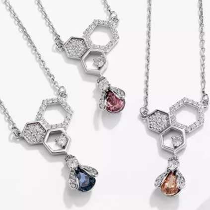925 Silver Gold Bumble Bee Necklace